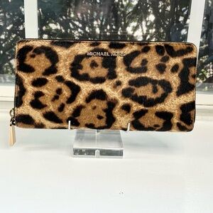 Michael Kors Leopard-Print Calf Hair Continental Wallet